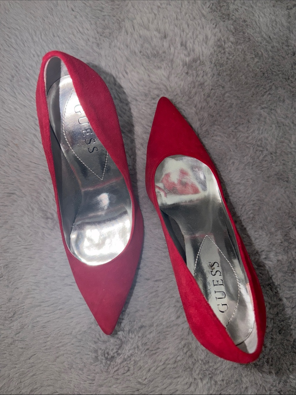 Guess Red Pointed-Toe Suede Pumps - Picture 2 of 6